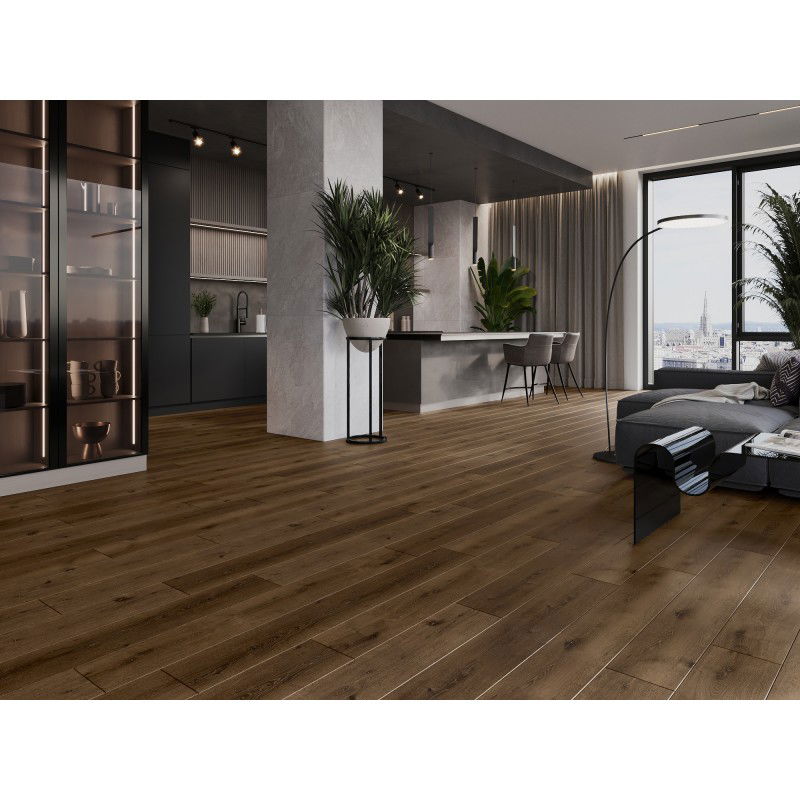 Mexen Strasburg échantillon de panneaux vinyles 1240 x 182 mm SPC 6,5 mm, sous-couche IXPE 1,5 mm, 4 V-Joint, Chêne - F1033-S