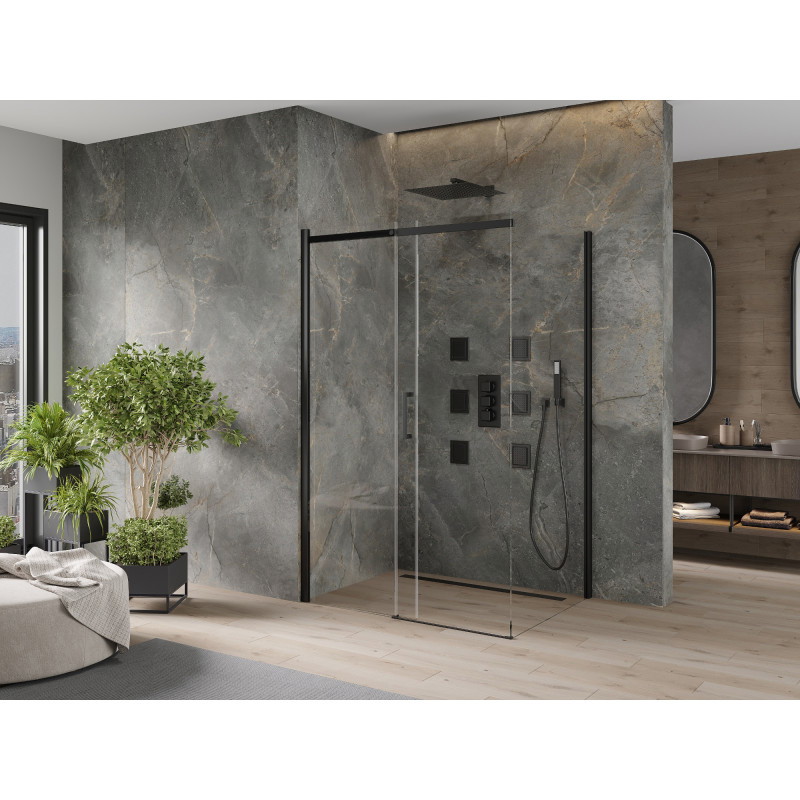 Mexen Omega cabine de douche coulissante 130 x 80 cm, transparente, noire - 825-130-080-70-00