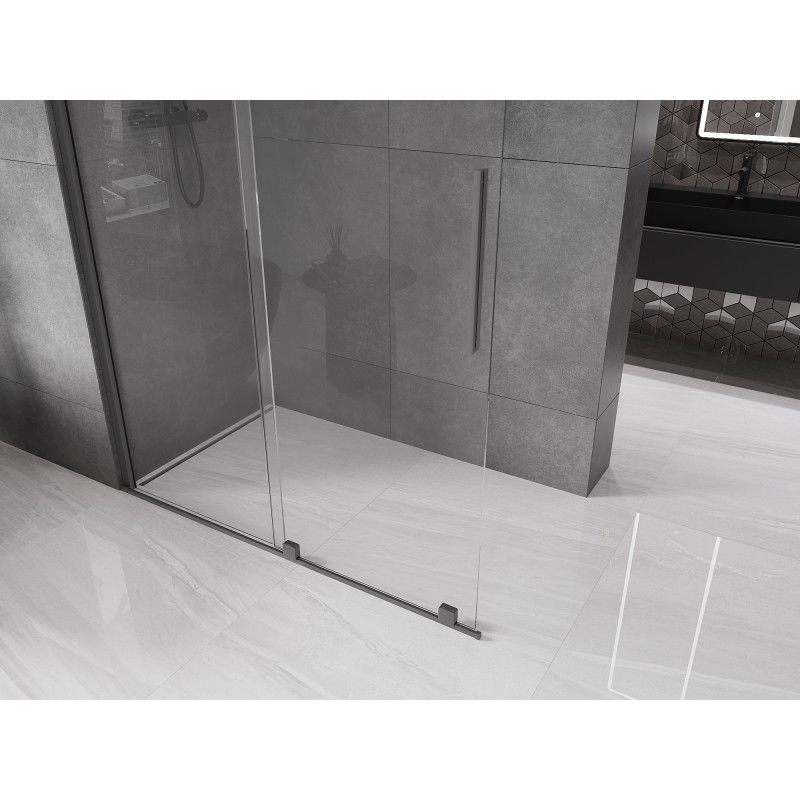 Mexen Velar paroi de douche coulissante Walk-in 150 x 200 cm, transparent 8 mm, gun metal - 871-150-000-03-95