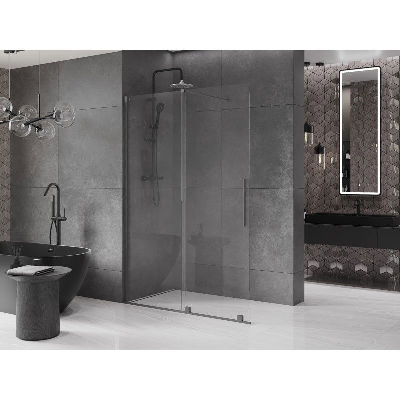 Mexen Velar paroi de douche coulissante Walk-in 150 x 200 cm, transparent 8 mm, gun metal - 871-150-000-03-95
