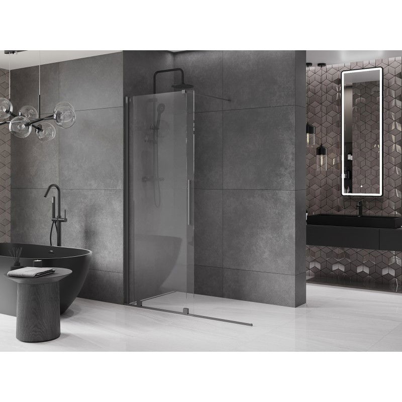 Mexen Velar paroi de douche coulissante Walk-in 140 x 200 cm, transparent 8 mm, métal noir - 871-140-000-03-95