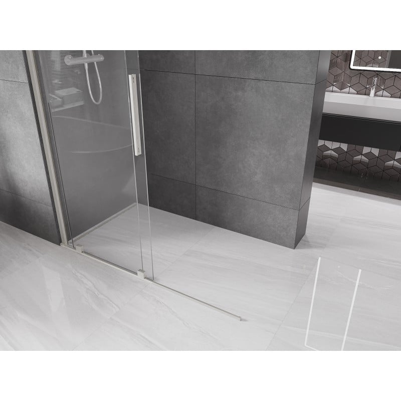 Mexen Velar paroi de douche coulissante Walk-in 140 x 200 cm, transparent 8 mm, nickel brossé - 871-140-000-03-97