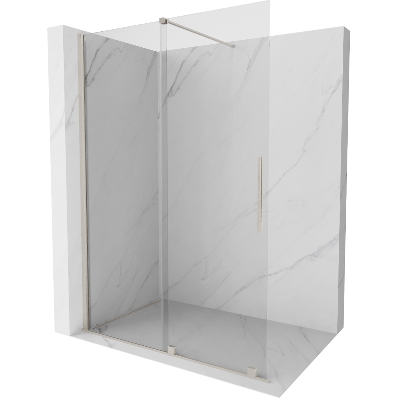 Mexen Velar paroi de douche coulissante Walk-in 140 x 200 cm, transparent 8 mm, nickel brossé - 871-140-000-03-97