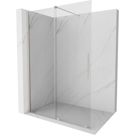 Mexen Velar paroi de douche coulissante Walk-in 140 x 200 cm, transparent 8 mm, nickel brossé - 871-140-000-03-97