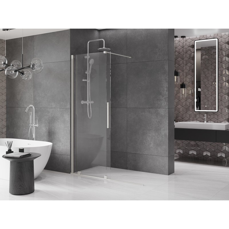 Mexen Velar paroi de douche coulissante Walk-in 130 x 200 cm, transparent 8 mm, nickel brossé - 871-130-000-03-97