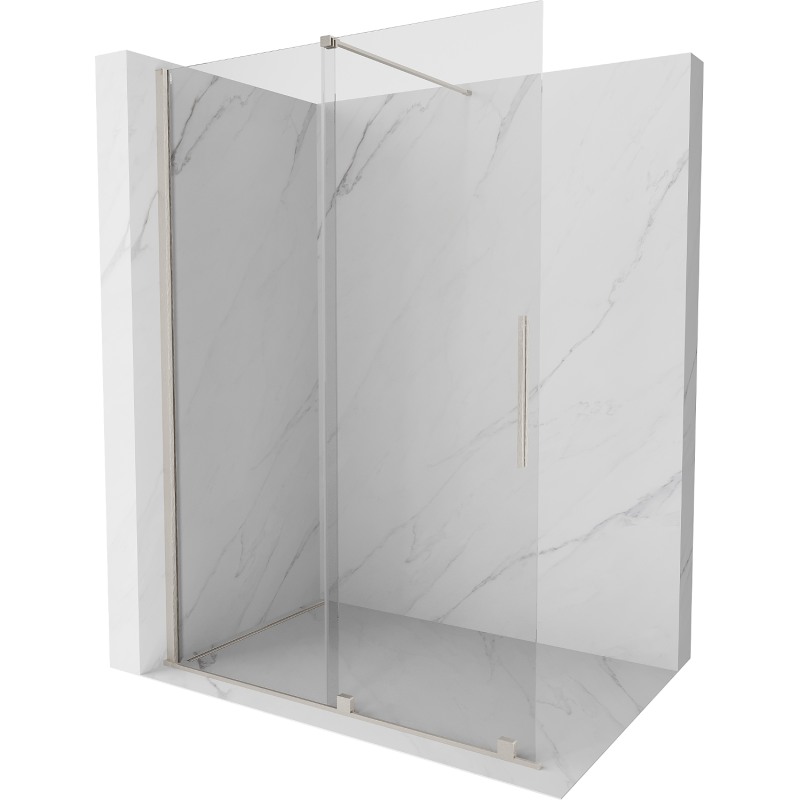 Mexen Velar paroi de douche coulissante Walk-in 150 x 200 cm, transparent 8 mm, nickel brossé - 871-150-000-03-97
