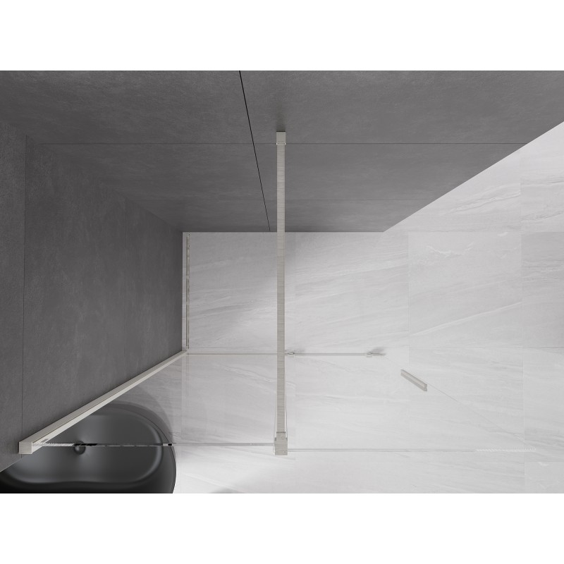 Mexen Velar paroi de douche coulissante Walk-in 140 x 200 cm, transparent 8 mm, nickel brossé - 871-140-000-03-97