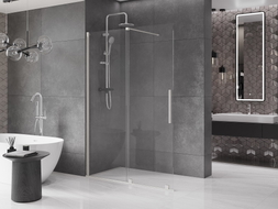 Mexen Velar paroi de douche coulissante Walk-in 160 x 200 cm, transparent 8 mm, nickel brossé - 871-160-000-03-97