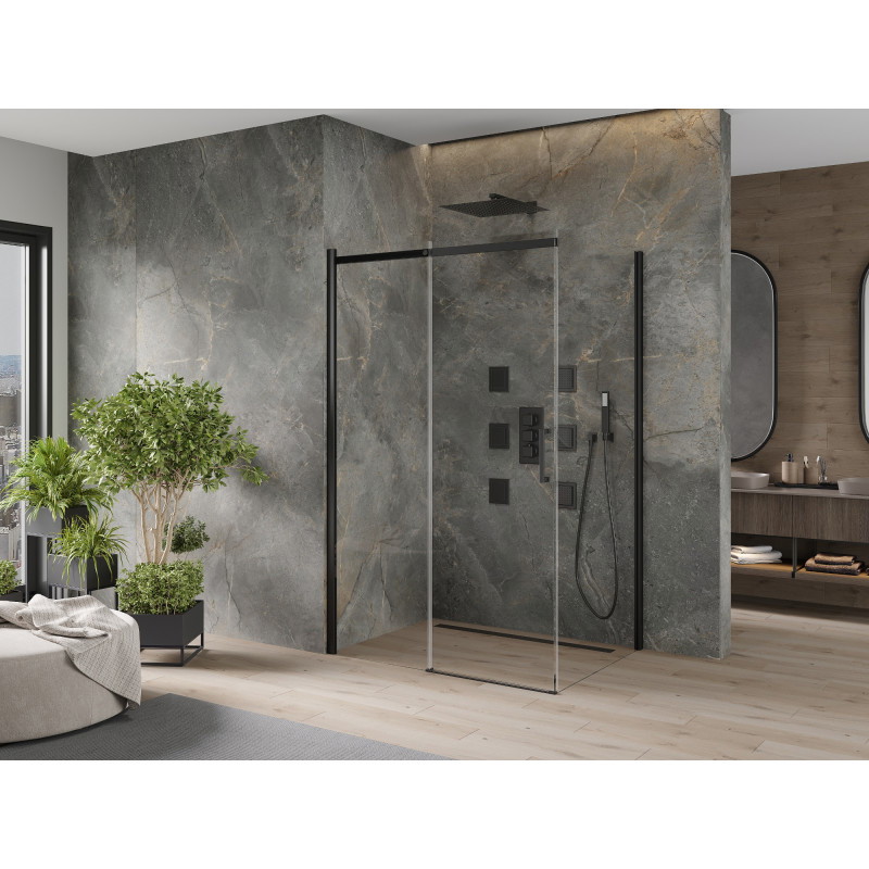 Mexen Omega cabine de douche coulissante 130 x 100 cm, transparent, noire - 825-130-100-70-00