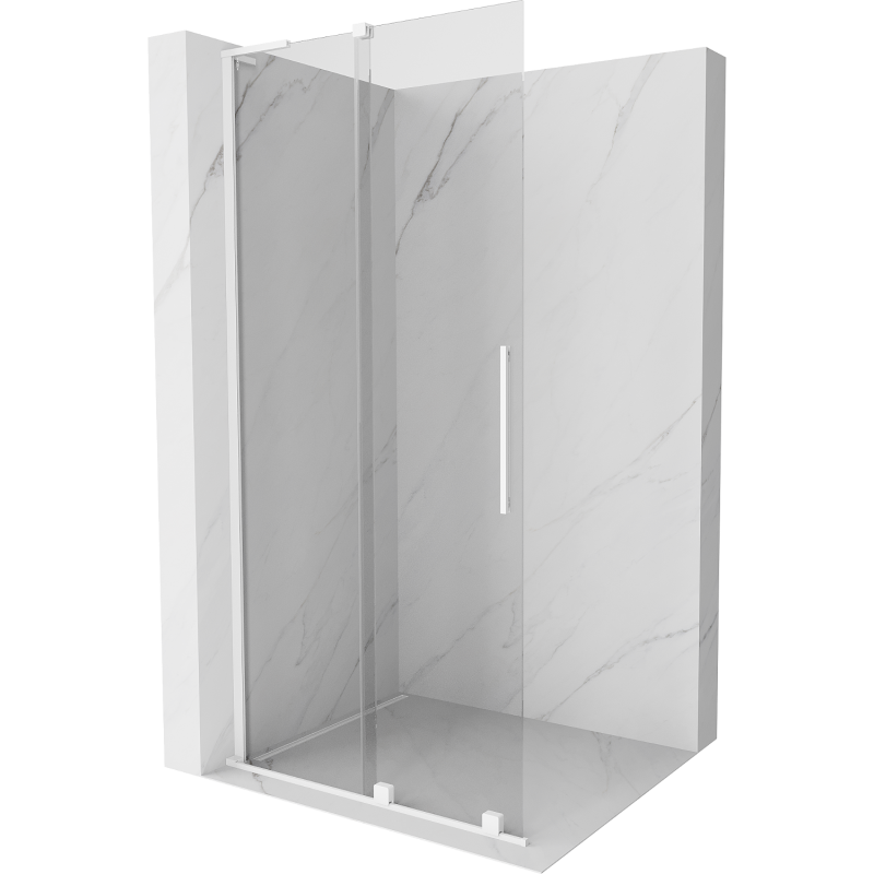 Mexen Velar L cloison de douche coulissante Walk-in 90 x 200 cm, transparent 8 mm, blanc - 871-090-003-03-20