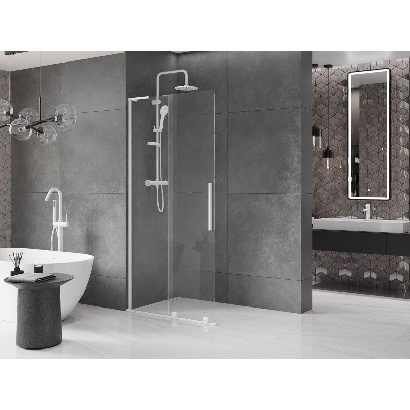 Mexen Velar L cloison de douche coulissante Walk-in 90 x 200 cm, transparent 8 mm, blanc - 871-090-003-03-20