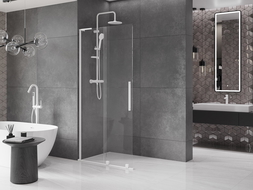 Mexen Velar L paroi de douche coulissante Walk-in 90 x 200 cm, transparent 8 mm, blanc - 871-090-003-03-20