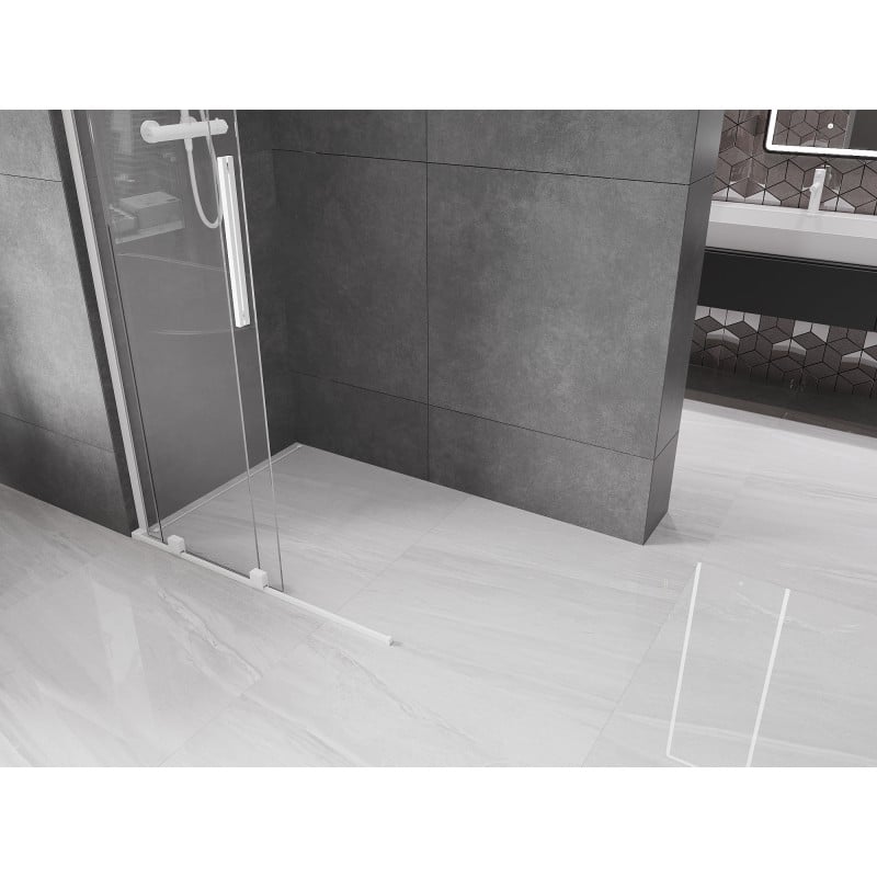 Mexen Velar L paroi de douche coulissante Walk-in 120 x 200 cm, transparent 8 mm, blanc - 871-120-003-03-20