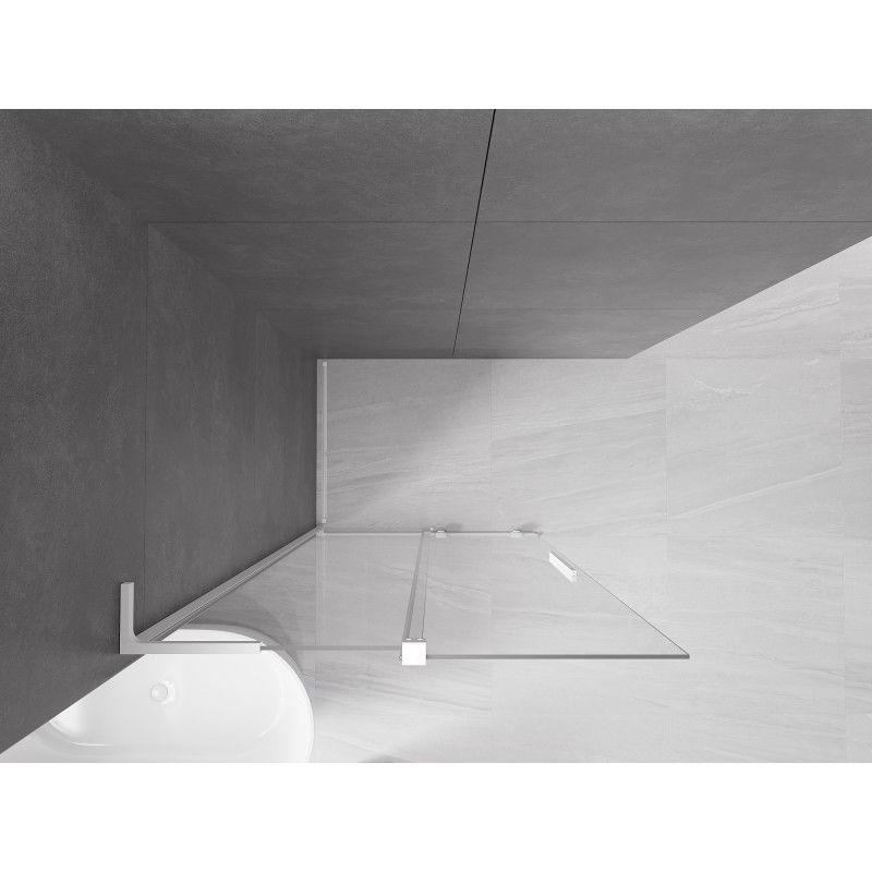 Mexen Velar L paroi de douche coulissante Walk-in 100 x 200 cm, transparent 8 mm, blanc - 871-100-003-03-20