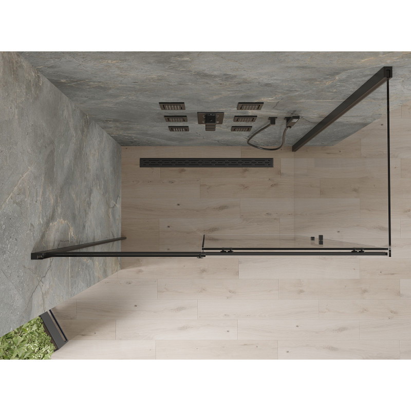 Mexen Omega cabine de douche coulissante 140 x 80 cm, transparente, noire - 825-140-080-70-00