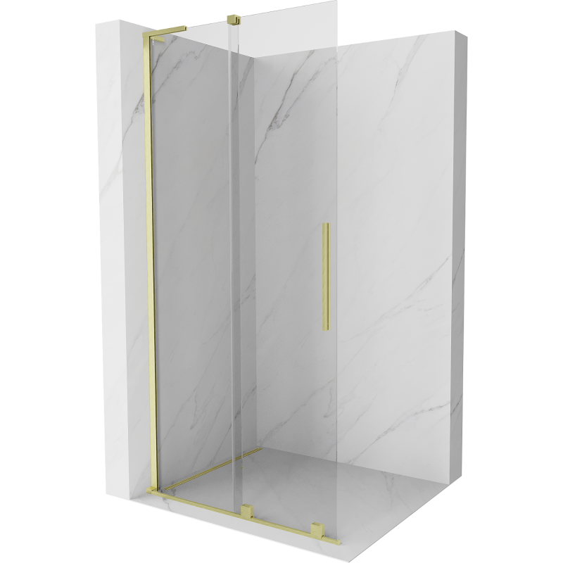 Mexen Velar L paroi de douche coulissante Walk-in 100 x 200 cm, transparent 8 mm, or brossé - 871-100-003-03-55