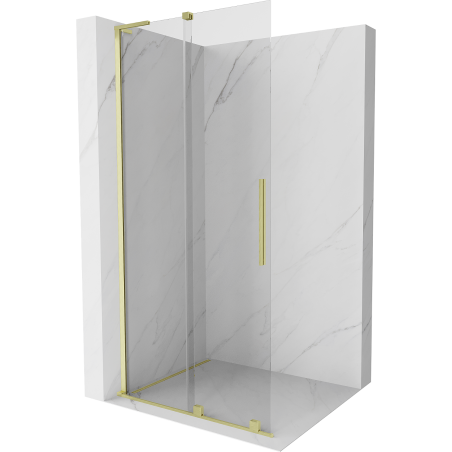 Mexen Velar L paroi de douche coulissante Walk-in 100 x 200 cm, transparente 8 mm, or brossé - 871-100-003-03-55