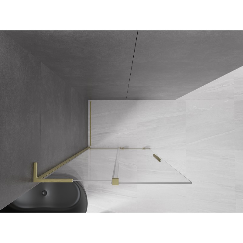 Mexen Velar L paroi de douche coulissante Walk-in 120 x 200 cm, transparent 8 mm, or brossé - 871-120-003-03-55