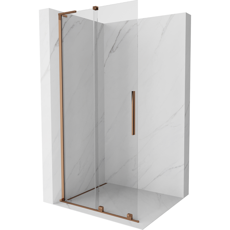 Mexen Velar L paroi de douche coulissante Walk-in 100 x 200 cm, transparent 8 mm, or rose - 871-100-003-03-60