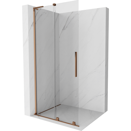 Mexen Velar L paroi de douche coulissante Walk-in 100 x 200 cm, transparent 8 mm, or rose - 871-100-003-03-60