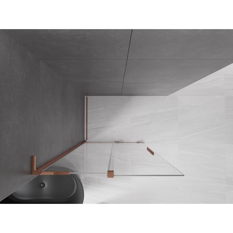 Mexen Velar L paroi de douche coulissante Walk-in 110 x 200 cm, transparent 8 mm, or rose - 871-110-003-03-60
