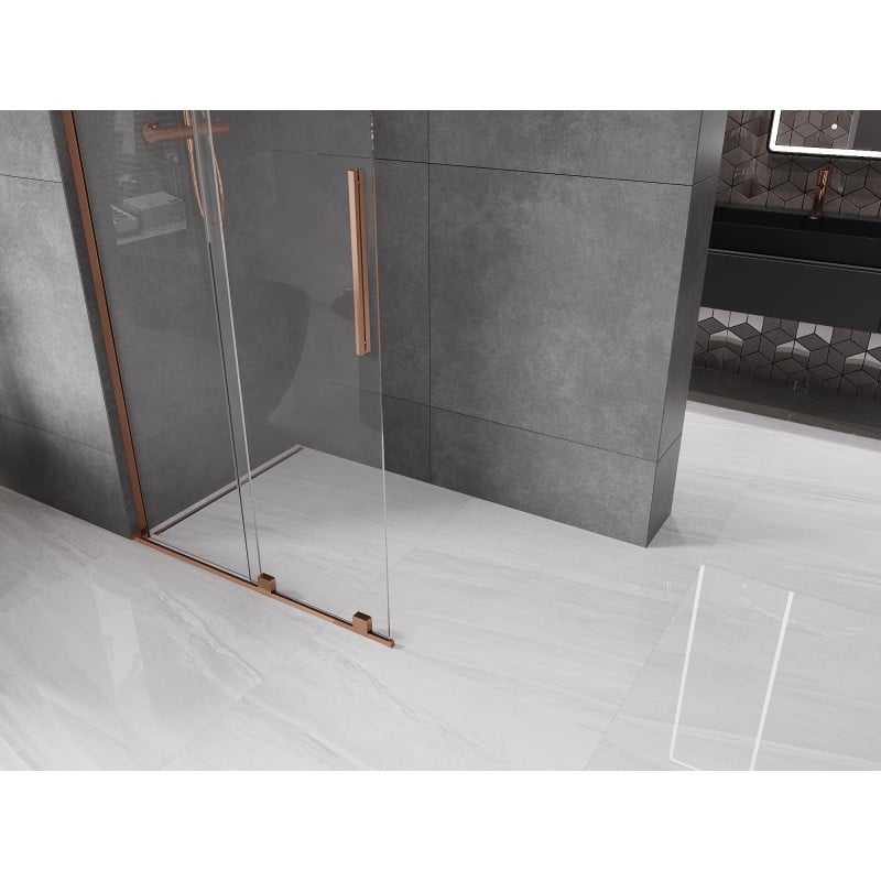 Mexen Velar L paroi de douche coulissante Walk-in 120 x 200 cm, transparent 8 mm, or rose - 871-120-003-03-60
