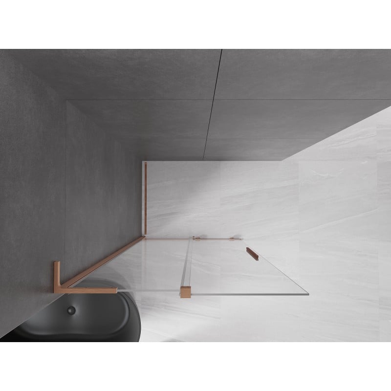 Mexen Velar L paroi de douche coulissante Walk-in 90 x 200 cm, transparent 8 mm, cuivre brossé - 871-090-003-03-65