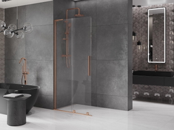 Mexen Velar L paroi de douche coulissante Walk-in 100 x 200 cm, transparent 8 mm, cuivre brossé - 871-100-003-03-65