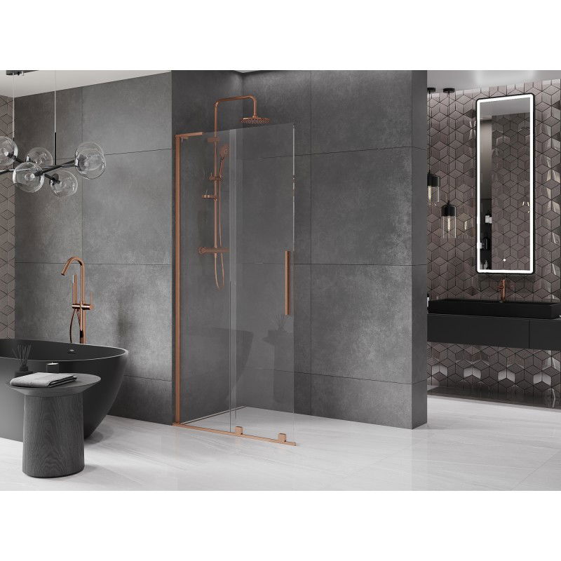 Mexen Velar L Paroi de douche coulissante Walk-in 110 x 200 cm, transparente 8 mm, cuivre brossé - 871-110-003-03-65