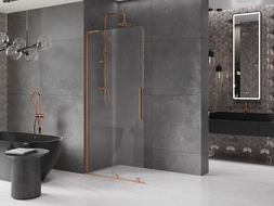 Mexen Velar L paroi de douche coulissante Walk-in 120 x 200 cm, transparent 8 mm, cuivre brossé - 871-120-003-03-65