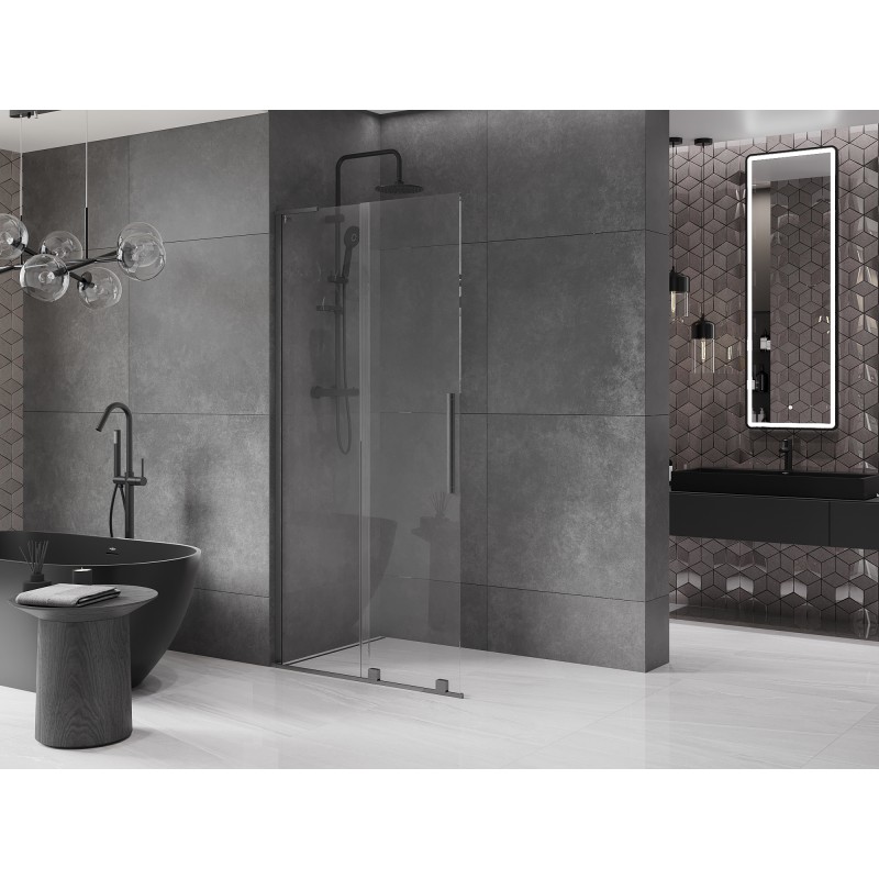 Mexen Velar L Paroi de douche coulissante Walk-in 100 x 200 cm, transparent 8 mm, gris canon brossé - 871-100-003-03-66