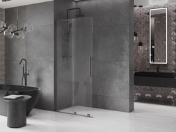 Mexen Velar L paroi de douche coulissante Walk-in 120 x 200 cm, transparent 8 mm, gris canon brossé - 871-120-003-03-66