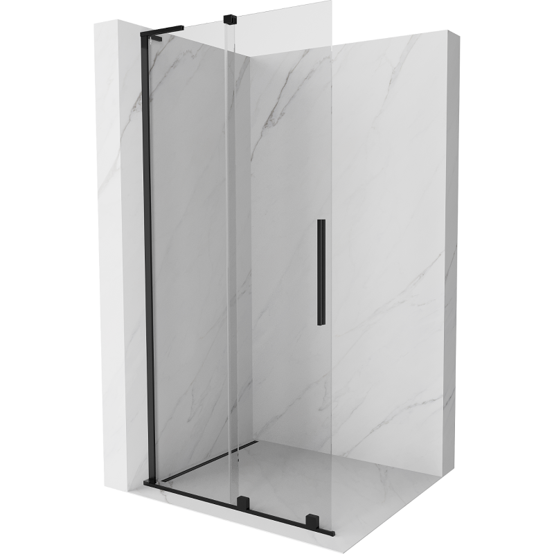 Mexen Velar L paroi de douche coulissante Walk-in 90 x 200 cm, transparent 8 mm, noir - 871-090-003-03-70