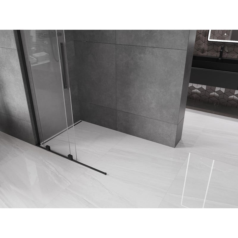 Mexen Velar L paroi de douche coulissante Walk-in 100 x 200 cm, transparent 8 mm, noir - 871-100-003-03-70