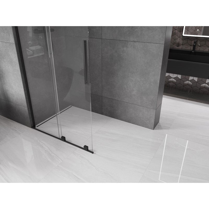 Mexen Velar L paroi de douche coulissante Walk-in 110 x 200 cm, transparent 8 mm, noir - 871-110-003-03-70