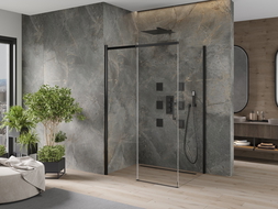Mexen Omega cabine de douche coulissante 150 x 90 cm, transparente, noire - 825-150-090-70-00