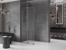Mexen Velar L paroi de douche coulissante Walk-in 100 x 200 cm, transparent 8 mm, métal canon - 871-100-003-03-95
