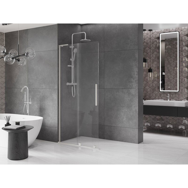 Mexen Velar L paroi de douche coulissante Walk-in 110 x 200 cm, transparent 8 mm, nickel brossé - 871-110-003-03-97