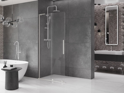 Mexen Velar L paroi de douche coulissante Walk-in 110 x 200 cm, transparent 8 mm, nickel brossé - 871-110-003-03-97