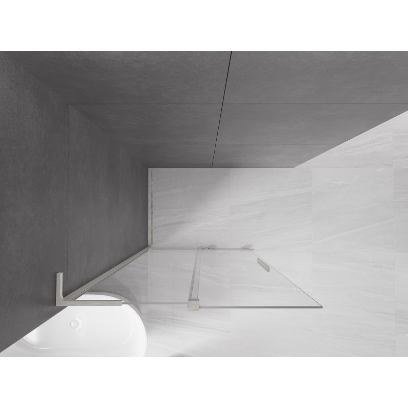 Mexen Velar L Paroi de douche coulissante Walk-in 100 x 200 cm, transparent 8 mm, nickel brossé - 871-100-003-03-97