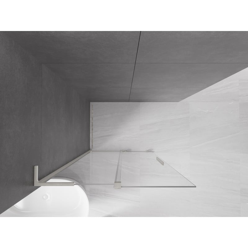 Mexen Velar L paroi de douche coulissante Walk-in 120 x 200 cm, transparent 8 mm, nickel brossé - 871-120-003-03-97