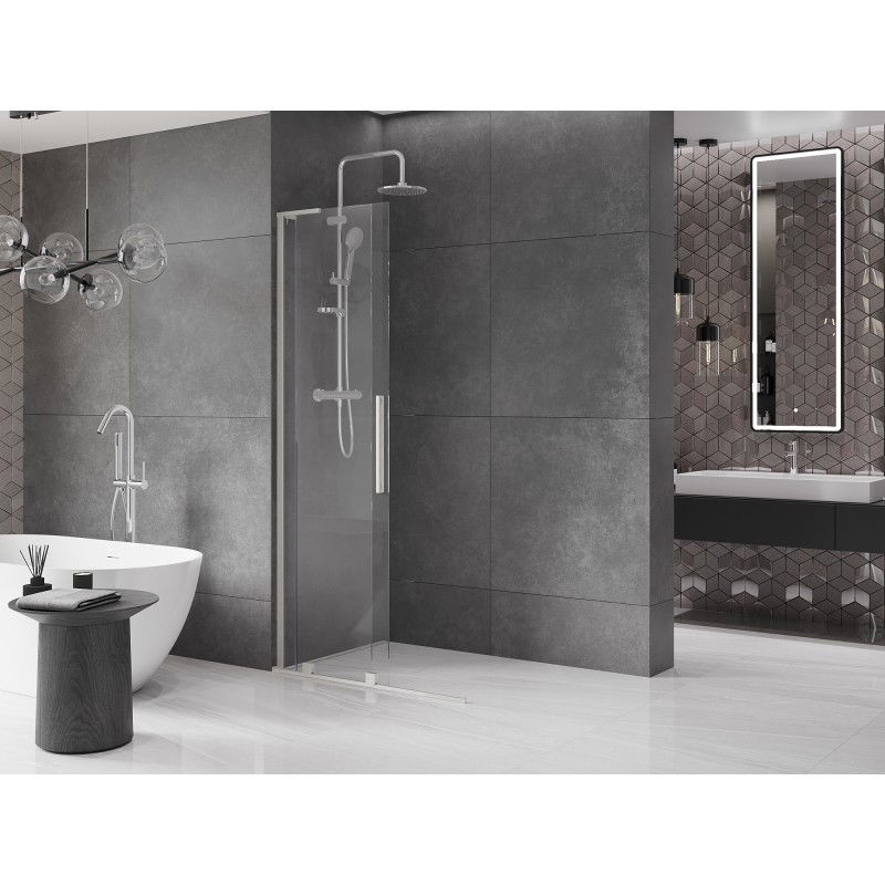 Mexen Velar L paroi de douche coulissante Walk-in 110 x 200 cm, transparent 8 mm, nickel brossé - 871-110-003-03-97