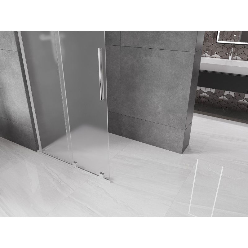 Mexen Velar L Paroi de douche coulissante Walk-in 110 x 200 cm, givrée 8 mm, chrome - 871-110-003-33-01