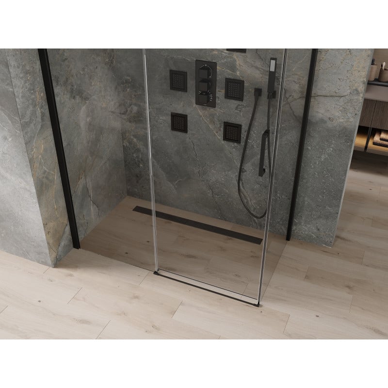 Mexen Omega cabine de douche coulissante 160 x 80 cm, transparente, noire - 825-160-080-70-00