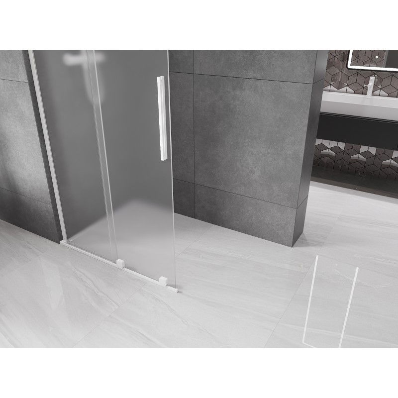 Mexen Velar L paroi de douche coulissante Walk-in 90 x 200 cm, givré 8 mm, blanc - 871-090-003-33-20