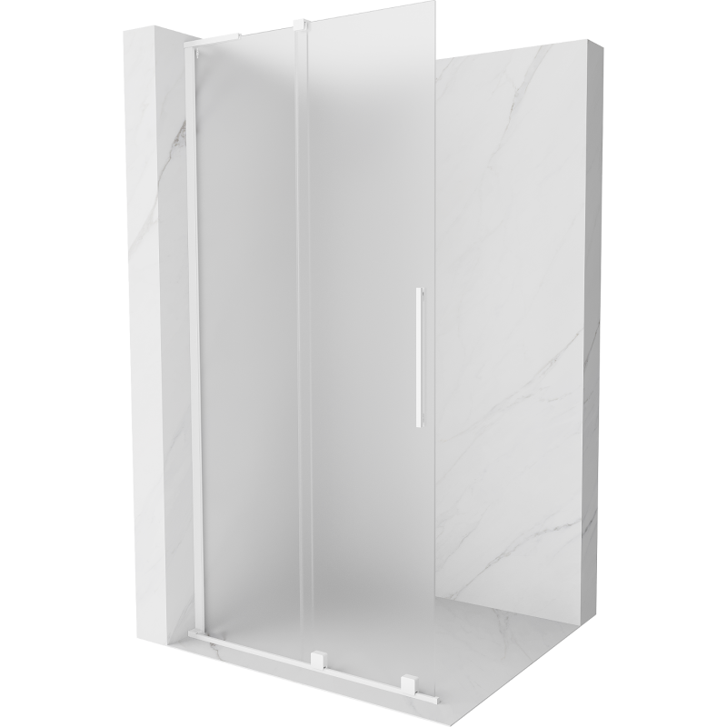 Mexen Velar L paroi de douche coulissante Walk-in 100 x 200 cm, verre givré 8 mm, blanc - 871-100-003-33-20
