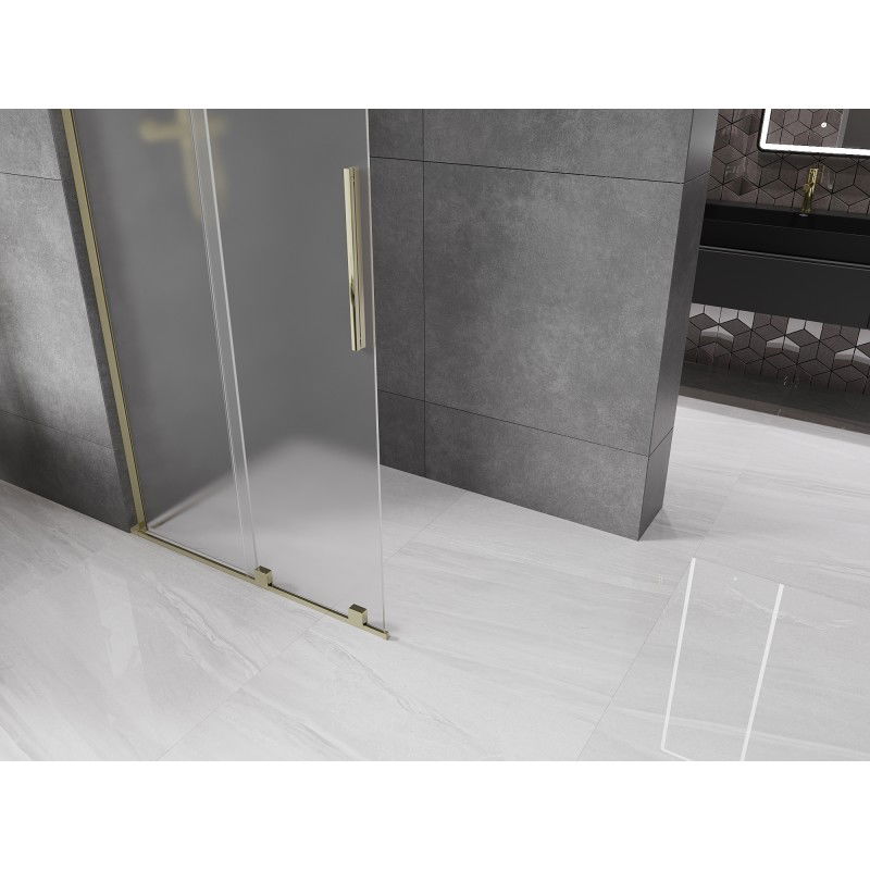Mexen Velar L paroi de douche coulissante Walk-in 90 x 200 cm, givrée 8 mm, dorée - 871-090-003-33-50