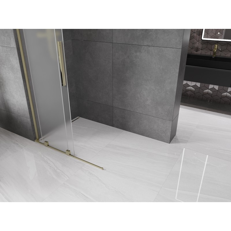 Mexen Velar L Paroi de douche coulissante Walk-in 110 x 200 cm, givre 8 mm, or - 871-110-003-33-50