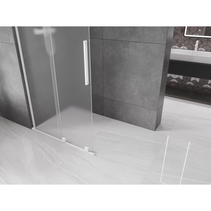 Mexen Velar L paroi de douche coulissante Walk-in 110 x 200 cm, givre 8 mm, blanc - 871-110-003-33-20