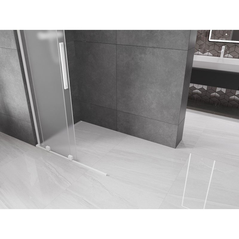 Mexen Velar L Paroi de douche coulissante Walk-in 120 x 200 cm, givre 8 mm, blanche - 871-120-003-33-20